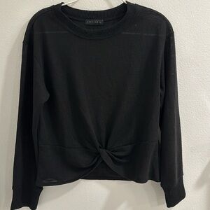 Sanctuary Black sheer,  long sleeve top with gathered knot on bottom